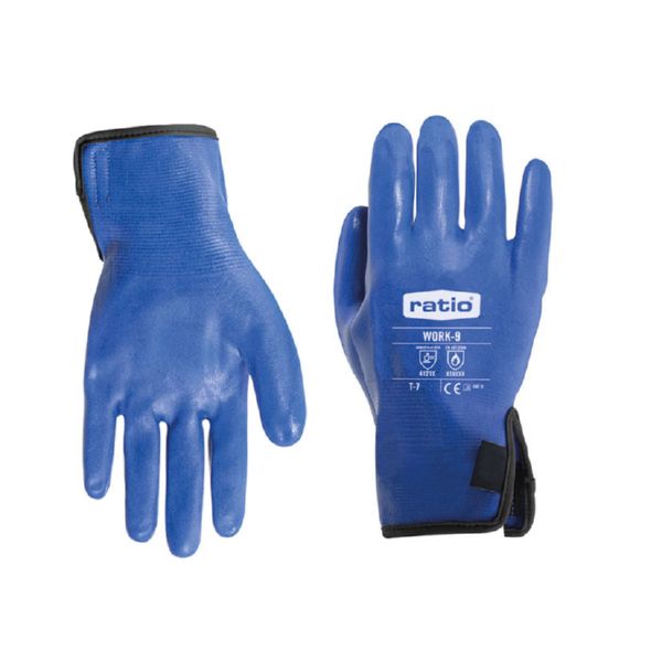 Guante proteccion Work9 nilon s/costura recub.nitrilo foam azul T/8