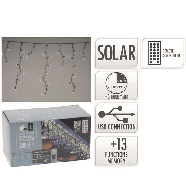 Cortina iluminación solar 240 Led