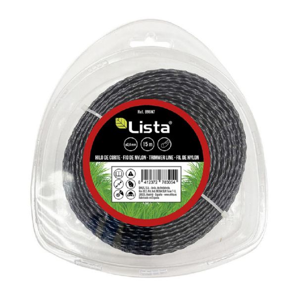 Hilo nilon trenzado desbrozadora/cortabordes Oe 2,4 mm x 15 m